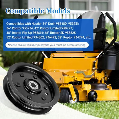 604219 Flat Idler Pulley Compatible with Hustler Dash 34" 42" Raptor 36" 42" 52" 54" Mower Deck, 126123 Idler Pulley Compatible with 939223 938498 938977 933614, Replaces Rotary 15211, 2P - size: 604219_2pc