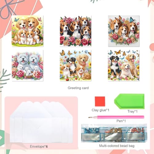DDGYP 6-Pack Diamond Art Painting Greeting Card Kit - 5.9x11.81Inch - color: Orange
