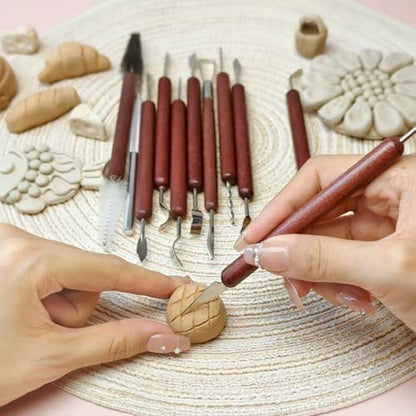 11PCS Clay Sculpting Tools Kit, Polymer Clay Tools for Pottery, Double-Head Ceramics Tool for Carving, Air Dry Clay, Pottery Kiln, Pottery Wheel, Shaping, Molding, Modeling, Adults, Students, Supplies - color: 11PCS