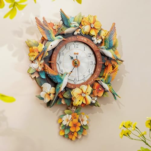 KAAYEE 3D Puzzles for Adults Hummingbird Clock Bird Wooden Puzzle DIY Craft - color: Hummingbird Clock