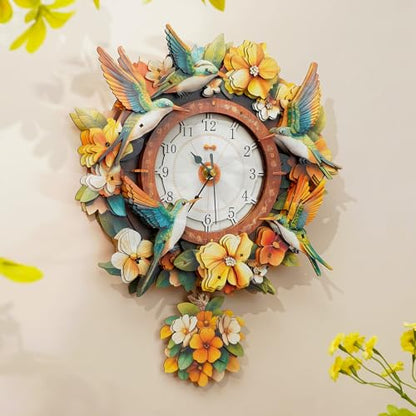 KAAYEE 3D Puzzles for Adults Hummingbird Clock Bird Wooden Puzzle DIY Craft - color: Hummingbird Clock