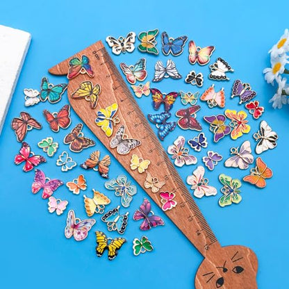 WOCRAFT 100pcs Assorted Enamel Butterfly Bracelet Charms for Jewelry Making DIY Necklace Bracelet Keychain Crafting Charms Kit (M771) - style: Butterfly