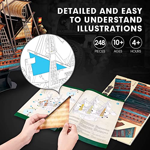 CubicFun San Felipe Spanish Warship 3D Puzzle Ship Model Kit 248 Pieces - style: Ship of San Felipe
