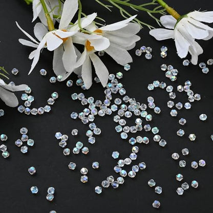1000pcs 4 mm Bicone Crystal Beads Faceted Crystal Glass Beads Bulk for Jewelry Making DIY Necklace Bracelet Earring (Crystal AB Color) - color: Crystal AB