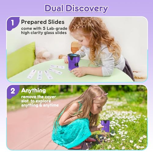 Kids Digital Microscope Science Gift: Complete STEM Toy Kit for Ages 4-12 - color: Purple