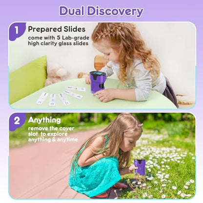 Kids Digital Microscope Science Gift: Complete STEM Toy Kit for Ages 4-12 - color: Purple