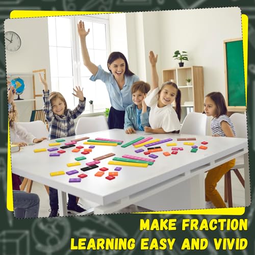 Sayglossy 6 Sets Fraction Tiles Set for Math Classroom Fractions Manipulatives Math Manipulatives for Home School Supplies - style: Tiles