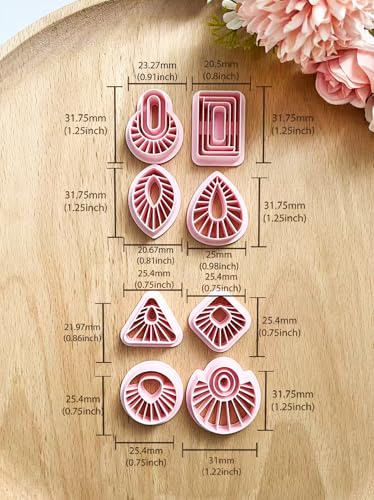 Geometric Polymer Clay Cutters, 8PCS Geometric Clay Tools for Jewelry Making, Precision Layered Earring Cutters for DIY Minimalist Earrings, Crafts, Small Business Supplies