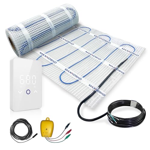 MAXKOSKO 10 sq ft Radiant Floor Heating System & Programmable Thermostat - size: 10 sq.ft.