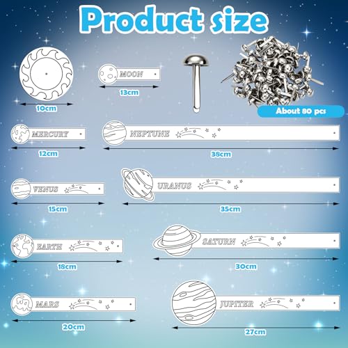 Glenmal 36 Set Solar System Model Kit Kids DIY Space Art Crafts, Blank - color: Multicolor