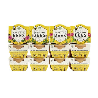 Buzzy Seeds Save the Bees Wildflower Grow Kit 12-Pack, Pollinator Friendly