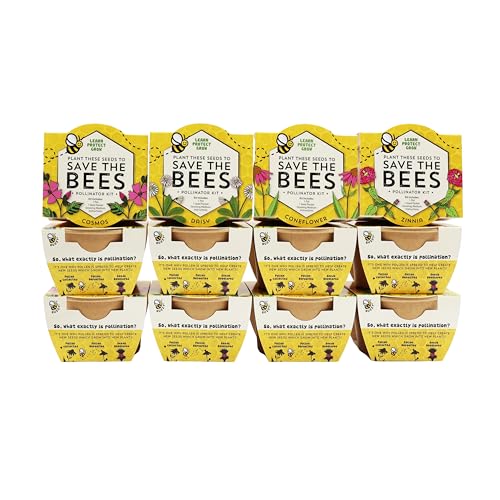 Buzzy Seeds Save the Bees Wildflower Grow Kit 12-Pack, Pollinator Friendly