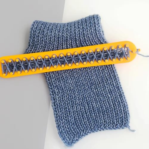 Rectangle Knitting Looms，Plastic Weaving Looms Set，Weaving Loom，Scarf Hats Making Tools，DIY Crocheting Handmade Craft Kit with a Crochet Hook and Needle for Knitting Lovers，36 cm (Yellow) - size: Rectangle,36cm,Sparse Pegs