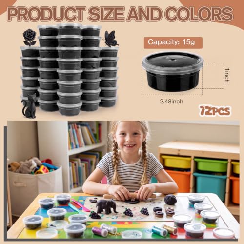 VioraWhite 72 Pcs Air Dry Clay 2.4lb Modeling Clay Kit, Black - color: Black