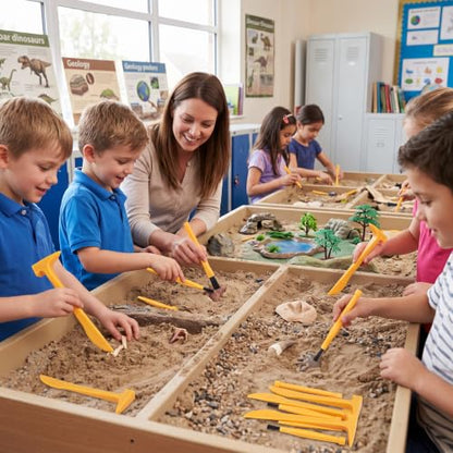 Dinosaur Excavation Dig Tool Kit for Kids, 8 Sets with Hammer Chisel Brush