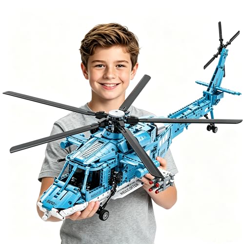 1521PCS Military Helicopter Building Blocks Set for Boys 8 12 14 - color: Blue