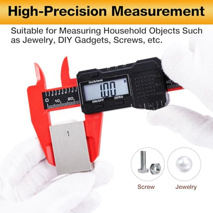 6" Electronic Digital Caliper with LCD Screen - color: Red