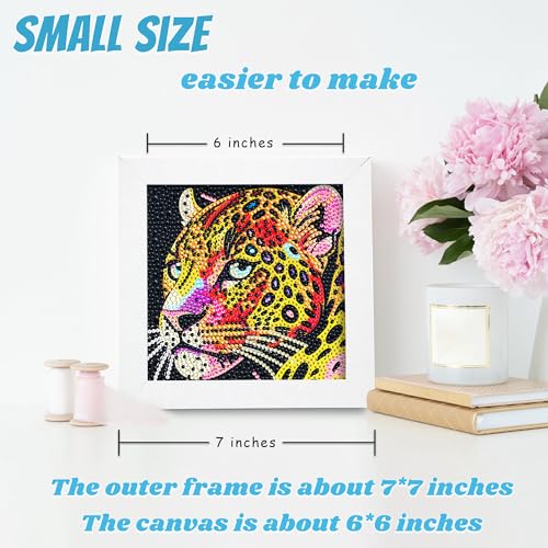 Libfx Diamond Art Kits for Kids with Frame Diamond Art for Girls Boys Beginners Arts and Crafts Birthday Gifts (Leopard) - color: Leopard