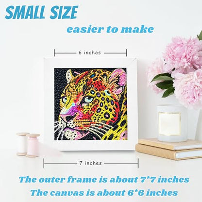 Libfx Diamond Art Kits for Kids with Frame Diamond Art for Girls Boys Beginners Arts and Crafts Birthday Gifts (Leopard) - color: Leopard