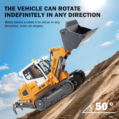 Adult Metal Mini Remote Control Loader, Featuring a Lever-Driven RC Digging System, Comes with Two Batteries and a Carrying case, Making it an Ideal Gift for Model Enthusiasts and Children - color: Loader