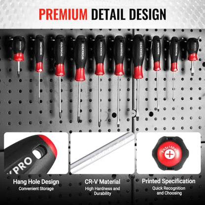 WORKPRO 10-Piece Magnetic Screwdriver Set with Pouch, Red - color: Red