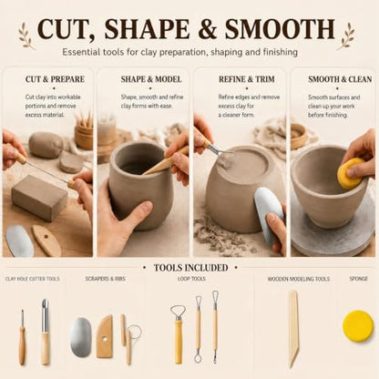 39PCS Pottery Tools Kit, Ceramic Tools, Clay Sculpting Tools (39Pcs) - color: 39Pcs