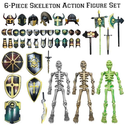 6 Pack T13 Action Figures Set with 54 Accessories, Skeleton Action Figure Mini Dummy 13, DIY Multi-Colored Titan 13, Skeleton Toy Multi-Jointed Movable 3D Printed Toys