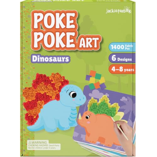 jackinthebox Poke Art Dinosaurs Crafts Kit for Kids, Boys & Girls, Ages 4-8 - style: Dinosaur