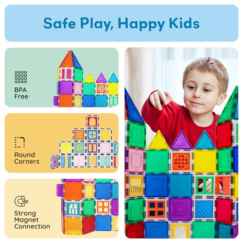 PicassoTiles Window and Door Clip On Magnetic Blocks Magnet Tiles Magnets Building Tile Construction Toy Set STEM Education Toys Learning Kit Stacking Block Playset Boys & Girls Age 3+ PT30 - color: 30 Pcs Window and Door