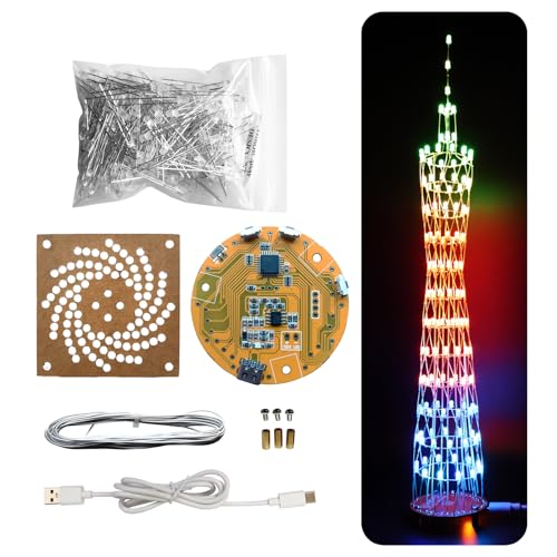 Led Canton Tower Model DIY Electronic Kit, Handmade Soldering Project Kit, 12 Led Circles, Height 38cm. (GZT12) - size: GZT-12 KIT