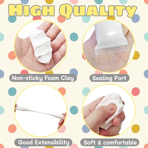 36 Pack White Air Dry Foam Clay,12.6oz Modeling Foam Clay,White Soft Modeling Clay for Arts & Crafts,Birthday Gift,Family & Classroom Rewards - color: White - 36 Pack
