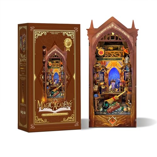 Magic Book Nook with Remote Wand DIY Dollhouse Miniature Kit - color: Magic Academy