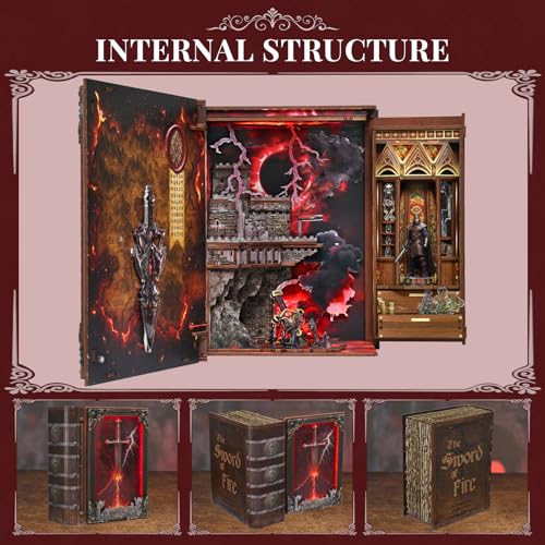 Book Nook Kit, Sword of Fire DIY Miniature Dollhouse Magic Booknook Kit - color: Sword of Fire