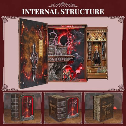 Book Nook Kit, Sword of Fire DIY Miniature Dollhouse Magic Booknook Kit - color: Sword of Fire
