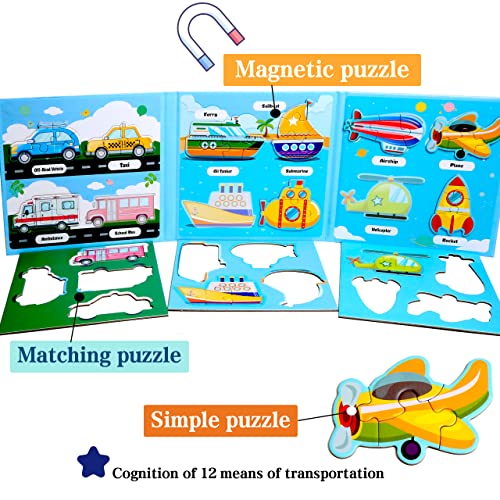 Magnetic Puzzles for Kids Ages 3-5, Travel Toddler Car Puzzle Toy - style: Traffic