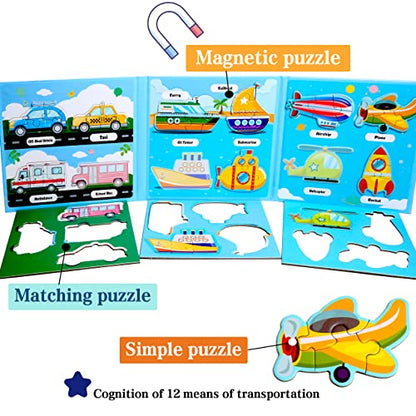 Magnetic Puzzles for Kids Ages 3-5, Travel Toddler Car Puzzle Toy - style: Traffic