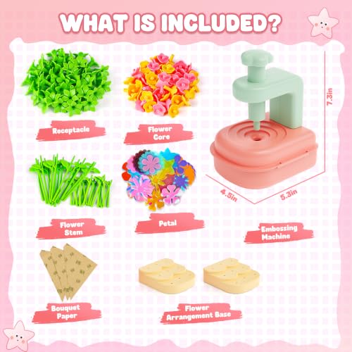 Flower Bouquet Craft Kit, DIY Flower-Making Crafts Toys for Kids Ages 4-8 - color: DIY Flower Set