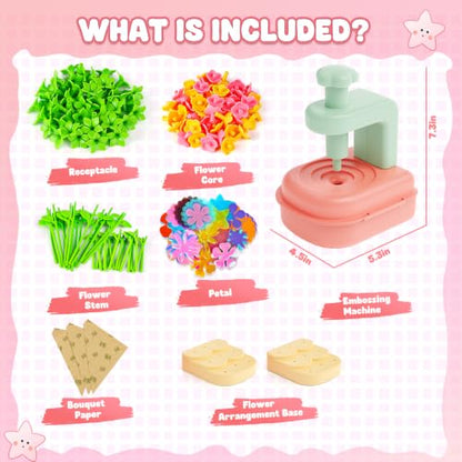 Flower Bouquet Craft Kit, DIY Flower-Making Crafts Toys for Kids Ages 4-8 - color: DIY Flower Set