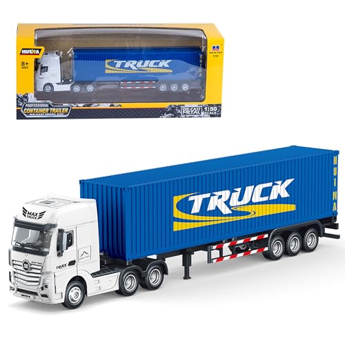 Container Truck Dump Trailer Truck Vehicles Toys,1:50 Scale Dump Trucks with Trailer, Toy Trucks for Kids - color: Trailer Truck Blue
