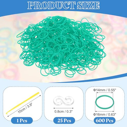 uxcell 600Pcs Loom Rubber Band, Bracelet Making Refill Kit Elastic Loom Band with 25Pcs S-Clips and 1Pcs Crochet Hooks for Weaving DIY Handcrafts, Light Green - color: Light Green