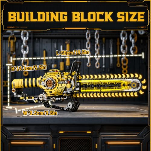 Motorized Chainsaw Building Kit 1096 Pcs - color: Mechanical Chainsaw With Motor