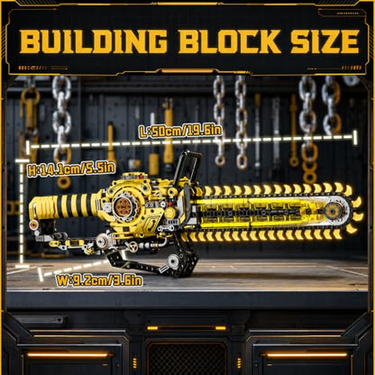 Motorized Chainsaw Building Kit 1096 Pcs - color: Mechanical Chainsaw With Motor