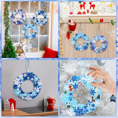 Hollowfly 48 Sets Winter Snowflake Wreath Craft Kits - style: Winter
