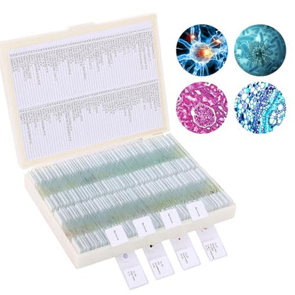 120 Microscope Slides with Specimens, Plant, Insect, Animal, Algae Slide Set for Biological Science Laboratory Basic Biological Science Education - size: 120pcs
