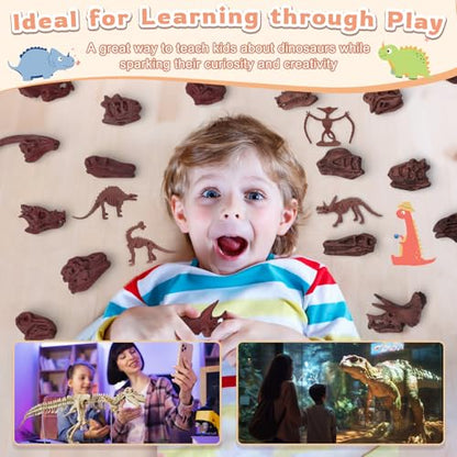 70PCS 3.7 Inch Dinosaur Bone for Sandbox Brown Dinosaur Fossil Skeleton Plastic Skull Dino Dig Toy Kit for Puzzle Game Sensory Bin Birthday Party Dino Scavenger Hunt Science Class Prize Cupcake - color: Brown
