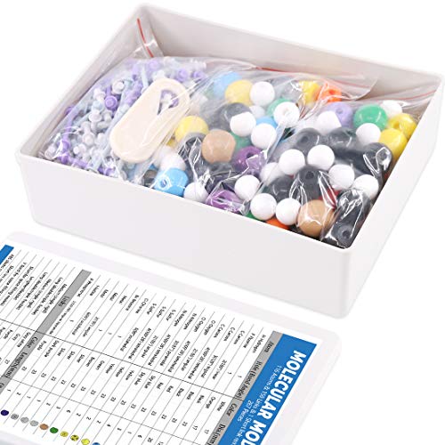 Swpeet 267 Pcs Organic Chemistry Molecular Model Student and Teacher Kit, Chemistry Molecular Model Student and Teacher Set - 116 Atoms & 150 Links & 1 Short Link Remover Tool - style: 267 Pieces Molecular Model Kit
