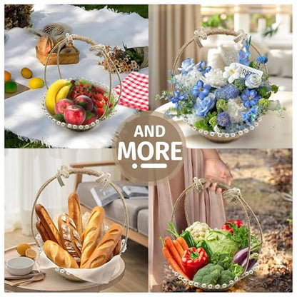 AOUXSEEM Basket Weaving Kit for Beginners,DIY Woven Picnic Hamper with Handle,Fruit Flower Basket Making Supplies 4mm Jute Twine and Stem Wires,Easy to Follow