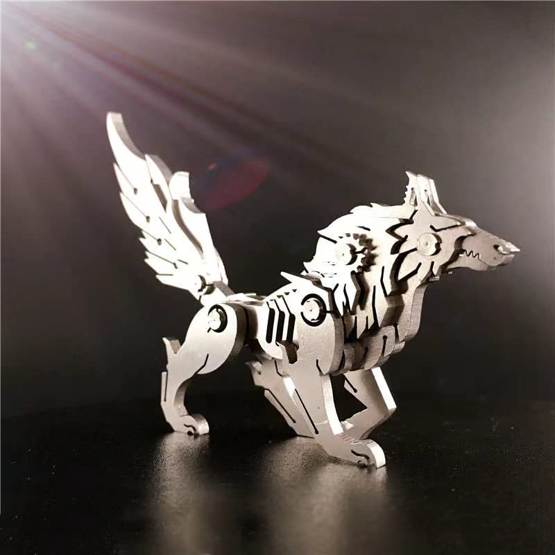 FILASLFT Metal Puzzles for Adults, Mechanical Wolf 3D Metal Puzzle - color: A1-wolf-silvery
