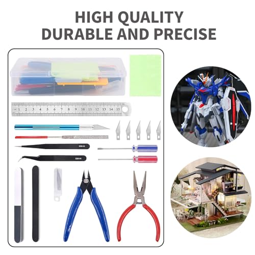 Kisoy 17PCS Model Kit Tools, Gundam & Dollhouse Essential Set with Case - Hobby Tools for Building, Repairing Airplane, Car and Robot Models - color: Mocha Coffee Shop
