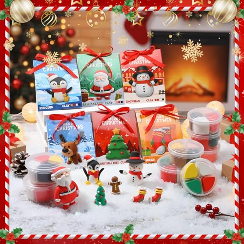 Capoda 6 Sets Christmas DIY Clay Kit Air Dry Modeling Animal Set - style: Christmas